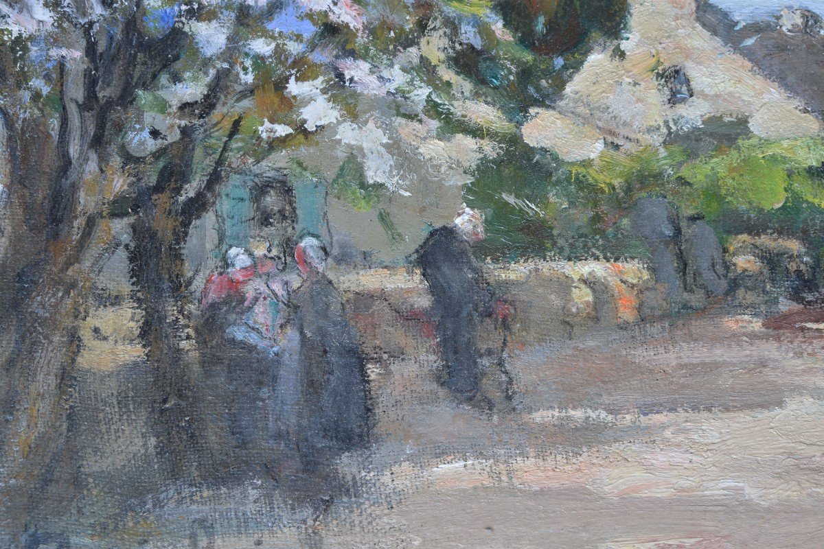 Marie Reol "the Old Cherry Tree In Poullan Sur Mer" Oil On Canvas 46x55-photo-2